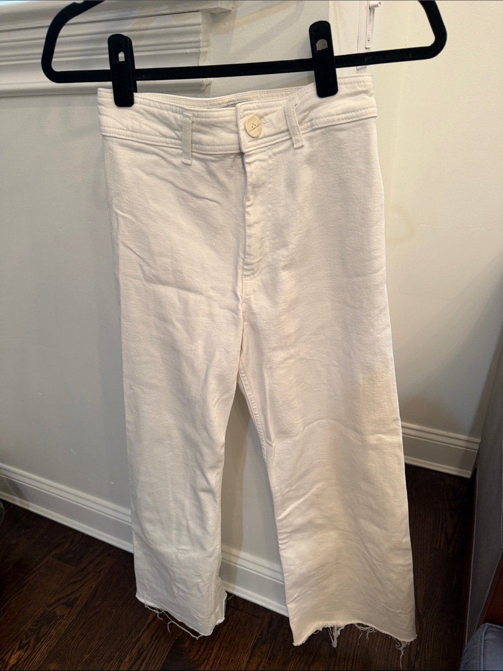 Zara White Marine Straight Wide-Leg Jeans